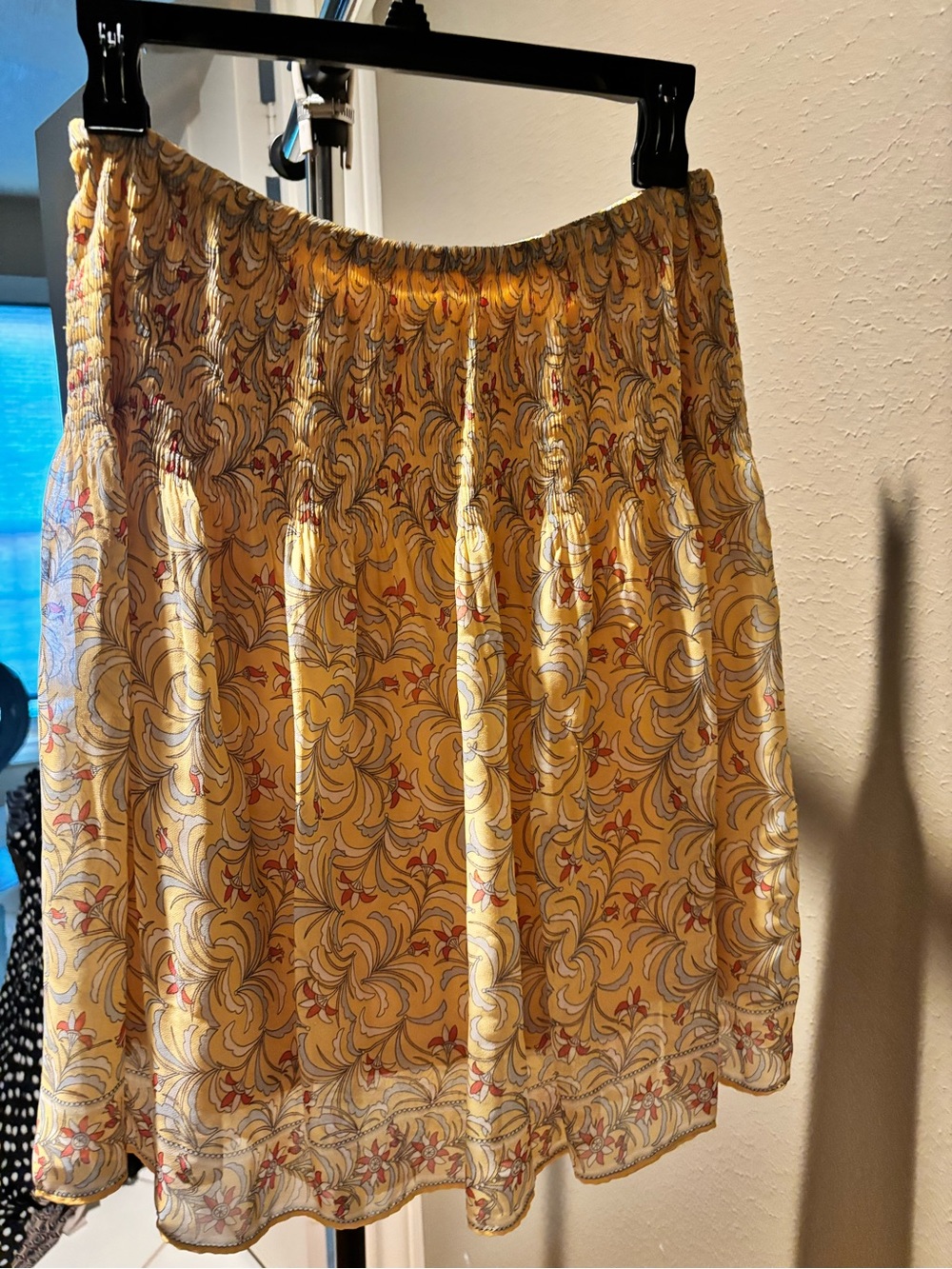 Max Studio Yellow Floral Smocked Waist Circle Skirt